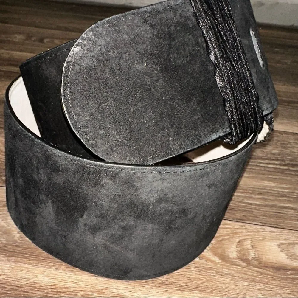 STEVEN suede half moon jacquard buckle